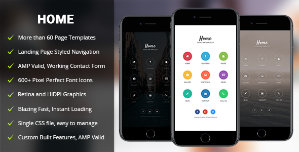 دانلود قالب سایت AMP Home Mobile - قالب HTML موبایل