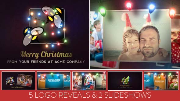 دانلود رایگان پروژه افتر افکت Christmas Lights Logo & Slideshow