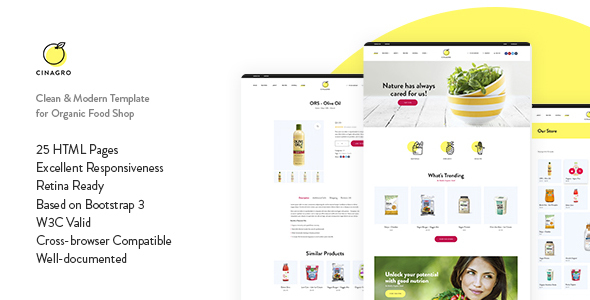 دانلود قالب سایت Cinagro - قالب HTML فروشگاه مواد غذایی