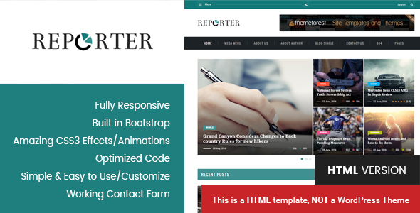 دانلود قالب سایت Max Reporter - قالب HTML مجله و خبری