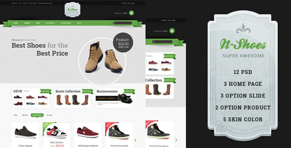 دانلود قالب PSD جدید N-Shoes - قالب PSD فروشگاه کفش