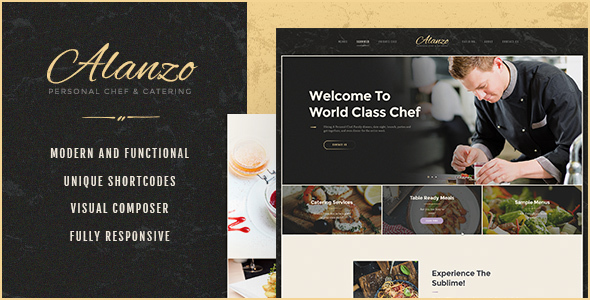دانلود قالب وردپرس Alanzo - پوسته آشپز خصوصی و رستورانی وردپرس | پوسته Alanzo