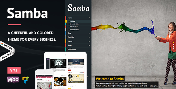دانلود قالب وردپرس Samba - پوسته رنگارنگ وردپرس | پوسته Samba
