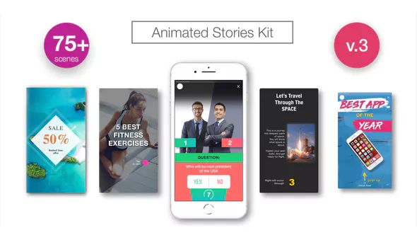 دانلود پروژه افتر افکت Animated Stories Kit - مخصوص شبکه های اجتماعی | دانلود افترافکت Animated Stories Kit Animated Stories Kit // Instagram, Snapchat, Facebook