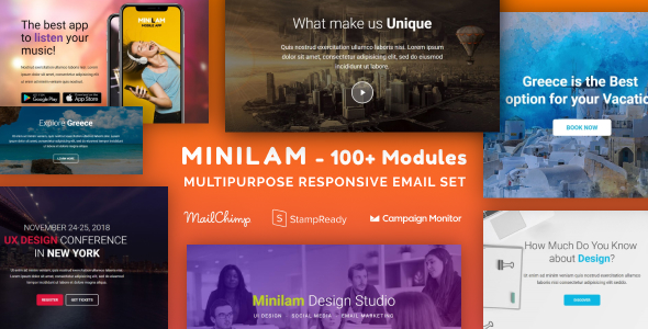 دانلود قالب ایمیل Minilam - به همراه سازنده آنلاین و ویرایشگر MailChimp