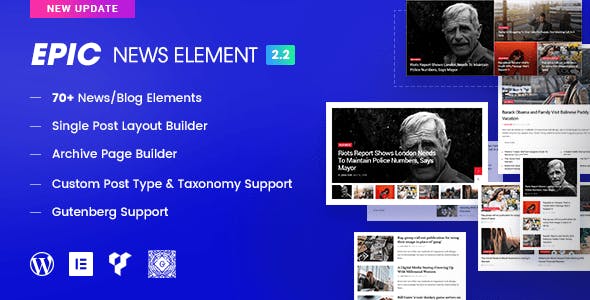 دانلود افزونه وردپرس Epic News Elements - افزودنی صفحه ساز WPBakery