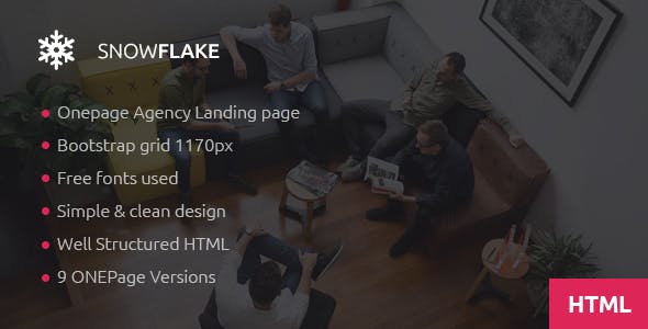 دانلود قالب شرکتی SNOWFLAKE - قالب HTML شرکتی حرفه ای و واکنش گرا