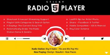 پلیر رادیو Sticky Radio Player HTML5 - پشتیبانی از Shoutcast و Icecast