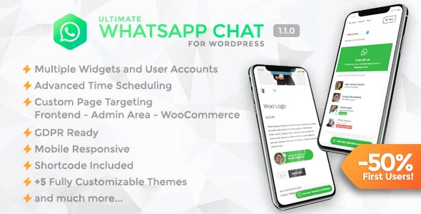 دانلود افزونه وردپرس Ultimate WhatsApp Chat - افزونه پشتیبانی از طریق واتساپ