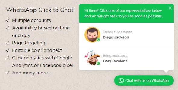 دانلود افزونه وردپرس WhatsApp Click to Chat - افزونه پیشرفته چت واتساپ