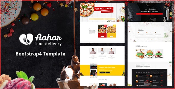 دانلود قالب سایت Aahar - قالب HTML رستوران و تحویل غذای حرفه ای