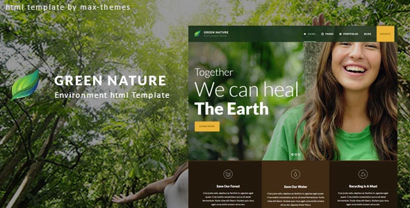 دانلود قالب سایت Green Nature - قالب HTML فعالان محیط زیست