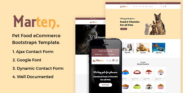 دانلود قالب سایت Marten - قالب HTML فروشگاه مواد غذایی حیوانات