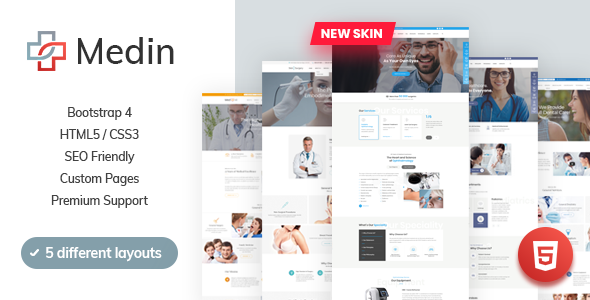 دانلود قالب سایت Medin - قالب HTML کلینیک پزشکی واکنش گرا