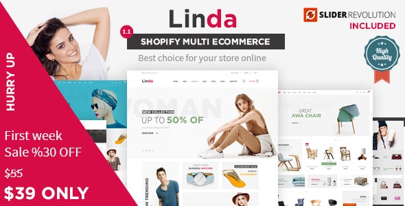 دانلود قالب شاپیفای Linda - قالب فروشگاه حرفه ای و چند منظوره Shopify