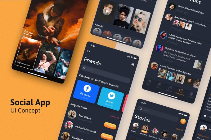 دانلود UI آماده اپلیکیشن Social App for Live Video - نسخه SKETCH