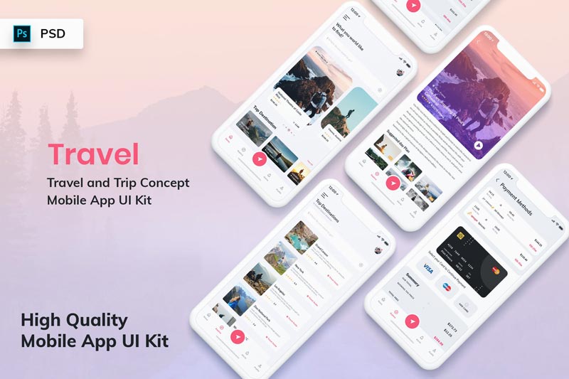 دانلود UI کیت Travel Mobile App - نسخه Light اپلیکیشن