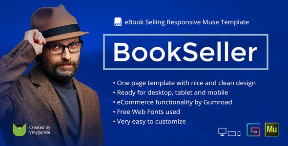 دانلود قالب میوز BookSeller - قالب فروشگاه کتاب حرفه ای Adobe Muse