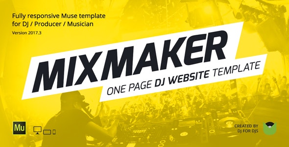 دانلود قالب میوز MixMaker - قالب موزیک حرفه ای و جذاب Adobe Muse