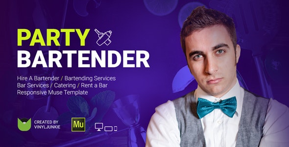 دانلود قالب میوز Party Bartender - قالب واکنش گرا و حرفه ای Adobe Muse