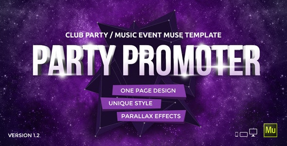 دانلود قالب میوز Party Promoter - قالب سرگرمی حرفه ای و واکنش گرا Adobe Muse