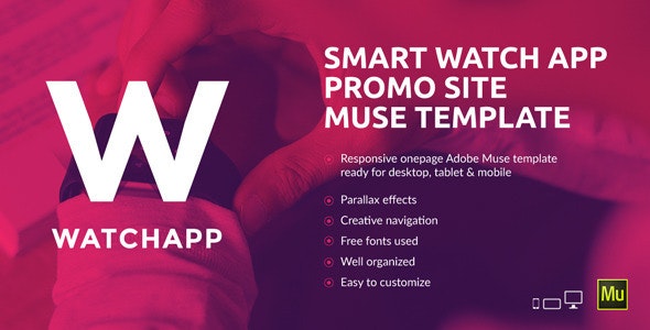 دانلود قالب میوز WatchApp - قالب واکنش گرا و حرفه ای Adobe Muse