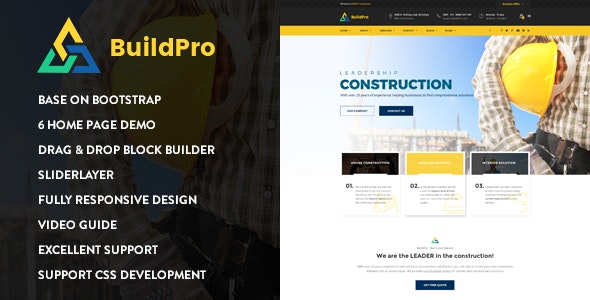 دانلود قالب دروپال BuildPro - قالب ساخت و ساز و معماری حرفه ای دروپال