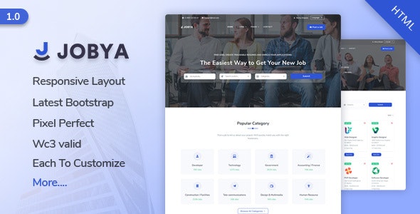 دانلود قالب سایت Jobya - قالب HTML دایرکتوری حرفه ای و واکنش گرا