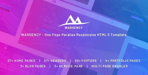 دانلود قالب وردپرس Wargency - قالب HTML تک صفحه ای و خلاقانه