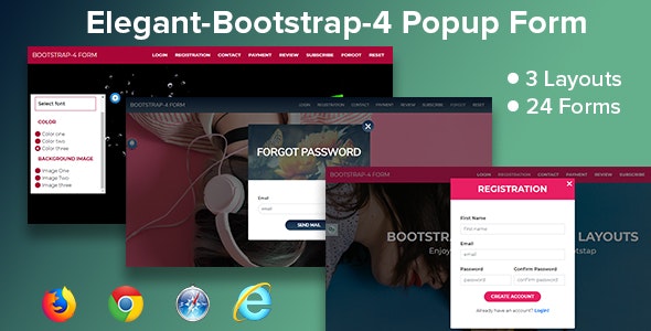 دانلود Elegant-Bootstrap 4 Popup Form - فرم پاپ آپ بوت استرپ 4