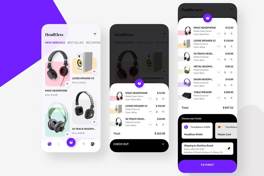 دانلود UI Kit جدید و بسیار زیبای HeadELess Shopping Mobile