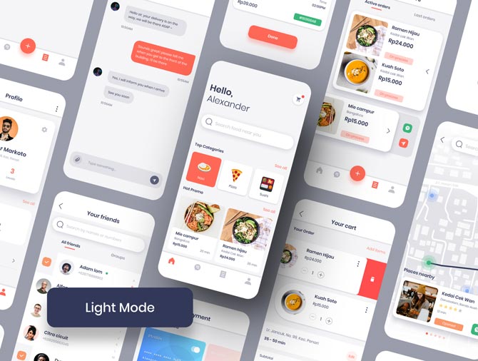 دانلود UI Kit اپلیکیشن موبایل رستوران و سفارش آنلاین غذا Talum