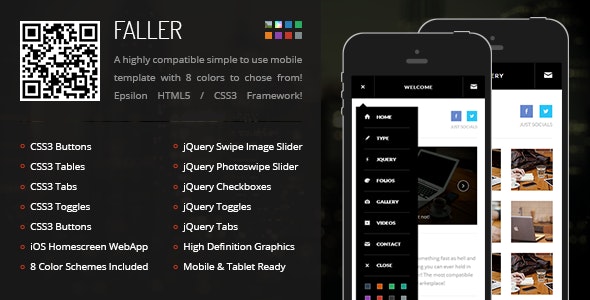 دانلود قالب موبایل Faller Mobile - قالب HTML موبایل حرفه ای و واکنش گرا