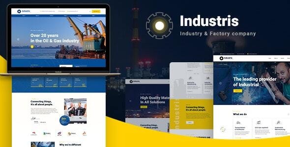 دانلود قالب سایت Industris - قالب صنعتی و کارخانه حرفه ای HTML5