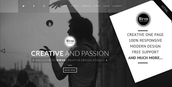 دانلود قالب سایت Birva Design - قالب خلاقانه و تک صفحه ای HTML