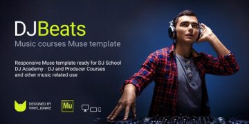 دانلود قالب میوز DJBeats - قالب مدرسه و آکادمی موسیقی Adobe Muse