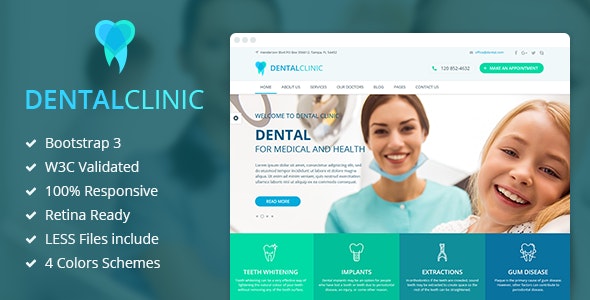 دانلود قالب سایت DentalClinic - قالب کلینیک دندانپزشکی حرفه ای HTML
