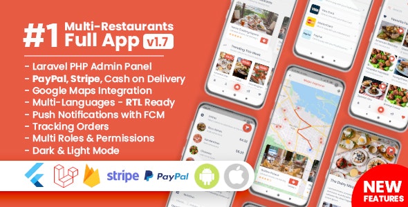 دانلود سورس اپلیکیشن اندروید Food Delivery Flutter - اپلیکیشن سفارش غذا آنلاین