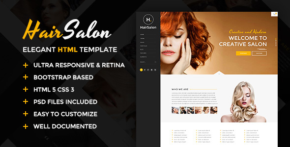 دانلود قالب سایت Hair Salon - قالب آرایشگاه و سالن زیبایی HTML
