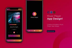 دانلود UI Kit اپلیکیشن موبایل Music Player - کیت آماده اپلیکیشن موزیک پلیر