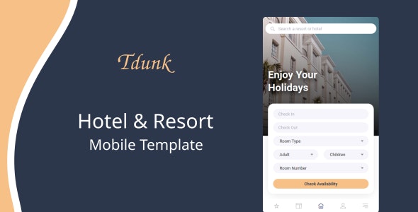دانلود قالب سایت Tdunk - قالب موبایل رزرواسیون و هتل حرفه ای HTML