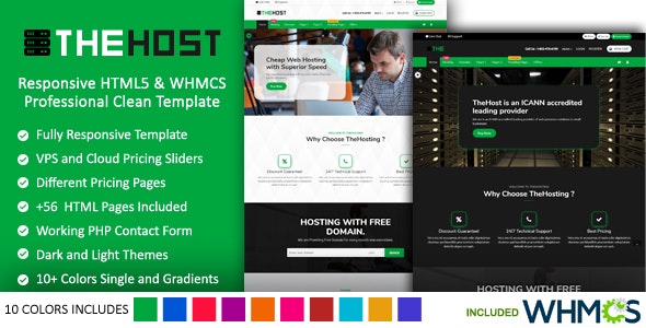 دانلود قالب سایت TheHost- قالب هاستینگ و شرکت میزبانی HTML و WHMCS