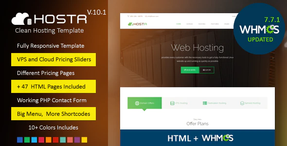 دانلود قالب سایت Hostr - قالب هاستینگ واکنش گرا و جذاب HTML و WHMCS