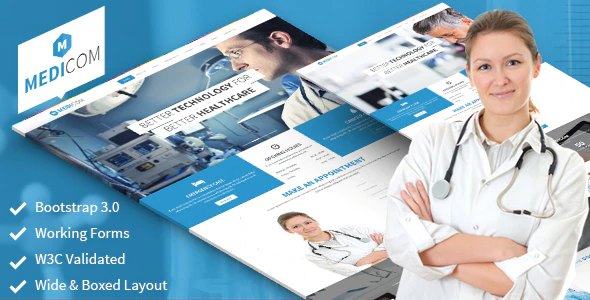 دانلود قالب سایت Medicom - قالب پزشکی و خدمات درمانی حرفه ای بوت استرپ