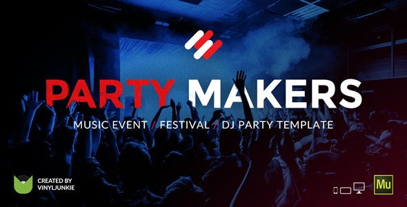 دانلود قالب میوز Party Makers - قالب موزیک و سرگرمی حرفه ای Adobe Muse