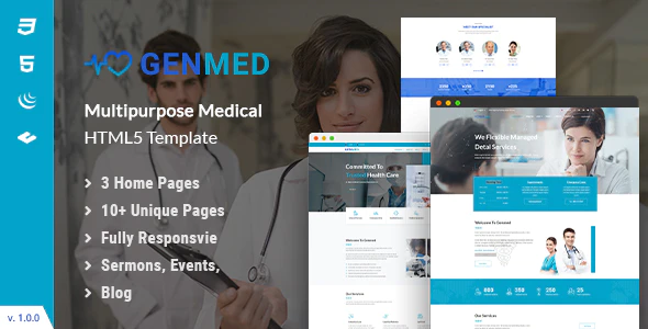 دانلود قالب سایت Genmed - قالب پزشکی حرفه ای و چند منظوره HTML5