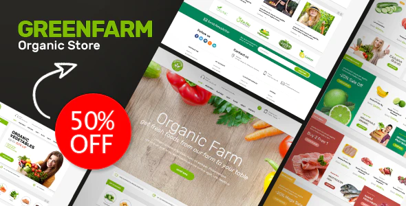 دانلود قالب پرستاشاپ Greenfarm - قالب فروشگاهی مواد غذایی و محصولات ارگانیک
