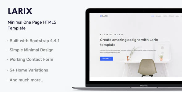 دانلود قالب سایت Larix - قالب چند منظوره و تک صفحه ای HTML5