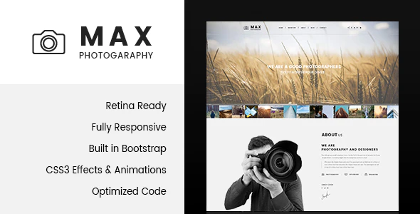 دانلود قالب سایت Max Photography - قالب HTML عکاسی و فتوگرافی حرفه ای