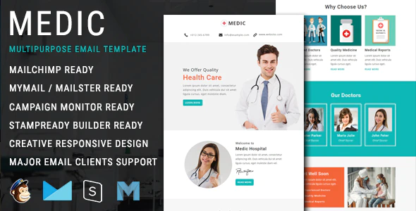 دانلود قالب ایمیل Medic - قالب خبرنامه پزشکی و سلامت حرفه ای HTML